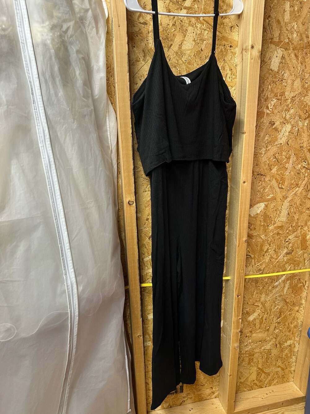 Zenana Black Ribbed Double Layer Jumpsuit Size 2X